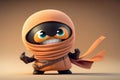 Pixar-style Ninja with Fluffy Smile and Powerful Weapon