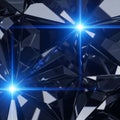 Abstract image featuring a complex arrangement of dark, faceted, glass-like geometric shapes.AI Royalty Free Stock Photo