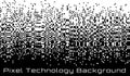 Pixel Abstract technology gradient bw horizontal background. Business black white mosaic backdrop with failing pixels.