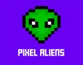 Pixel alien 8 bit art. Cosmic graphic cartoon pixel alien icon ufo alien.