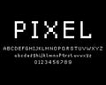 Pixel alphabet letters and number. retro fonts