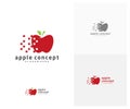 Pixel Apple logo design vector template, Fruits Apple icon symbol Royalty Free Stock Photo