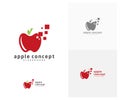 Pixel Apple logo design vector template, Fruits Apple icon symbol Royalty Free Stock Photo
