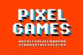 Pixel arcade games style font Royalty Free Stock Photo