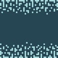Pixel Art Abstract Tetris shapes Top and bottom Frame border in monochrome blue. Copy space Template