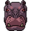 Pixel art angry hippo head Royalty Free Stock Photo