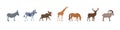 Pixel art animals with unique patterns and styles in a lineup displaying wildlife diversity Royalty Free Stock Photo