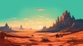 Pixel Art Animation Of A Tranquil Desert Temple Horizon