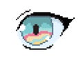 Pixel art anime eye character, colorful illustration Royalty Free Stock Photo