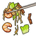 Pixel art asian noodle chopstick