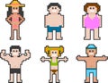 Pixel art beach people set 2