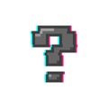 Pixel art 8-bit gray question mark 8-bit style glitch effect - isolated vector illustration