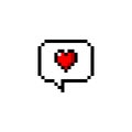 Pixel art 8-bit Heart speech bubble - isolated vector illustration