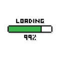 Pixel art 8-bit Loading 99 percent - isolated vector illustration