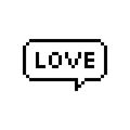 Pixel art 8-bit speech bubble saying love on white background - isolated vector illustration Royalty Free Stock Photo