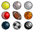 Pixel Art 8 Bit Video Arcade Game Sport Ball Icons Royalty Free Stock Photo