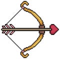 Pixel art bow and arrow cupid icon for 8bit game