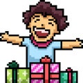 pixel art boy happy pressent