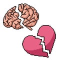 Pixel art brain heart broken