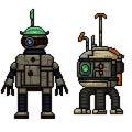 pixel art brother robot family