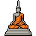 pixel art Buddha stone sculpture