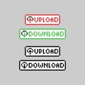 Pixel art button upload and download design vector Royalty Free Stock Photo