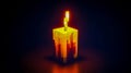 Pixel art candle burning in the dark