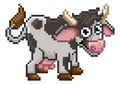 Pixel Art Cartoon Cow Farm Animal