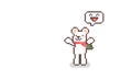 Pixel art cartoon cute polar bear character with happy emoticon.