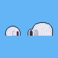 Pixel art cartoon igloo icon design. Royalty Free Stock Photo