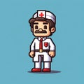 Pixel Art Cartoon Nurse: Billy Childish Style, 2d Game Art