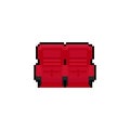 Pixel art cartoon red cinema seats. Royalty Free Stock Photo