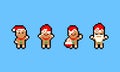 Pixel art cartoon set of ginger bread man character. Royalty Free Stock Photo