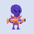 Pixel art character. A hostile alien with a weapon