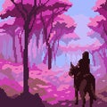 Pixel art cherry blossom forest Royalty Free Stock Photo