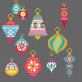 Pixel art christmas icons set. Set of happy new year attributes. Isolated vector illustration Royalty Free Stock Photo