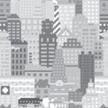 Pixel art city seamless vector pattern Royalty Free Stock Photo