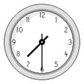 Pixel Art Clock at Half Past Seven - Vector Illustration Royalty Free Stock Photo