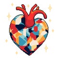 pixel art colorful jewel heart