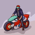 Pixel art cool biker man
