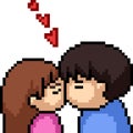 pixel art couple kissing romance