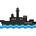 Pixel art cruise ship silhouette Royalty Free Stock Photo