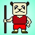 Pixel art cute panda fighter character