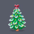 Pixel art decorated christmas tree. Royalty Free Stock Photo