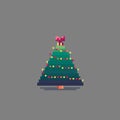 Pixel art decorated christmas tree. Royalty Free Stock Photo