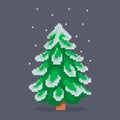 Pixel art decorated christmas tree. Royalty Free Stock Photo