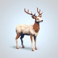 Pixel Art Deer: 3d 8 Bit Cartoon With Jeans, Minimalistic Organic Sculpting