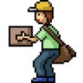 pixel art delivery man package