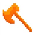 Orange Pixel Art Axe on White Background Royalty Free Stock Photo