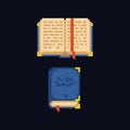 Pixel art design 8 bit retro icon - opened and closed book